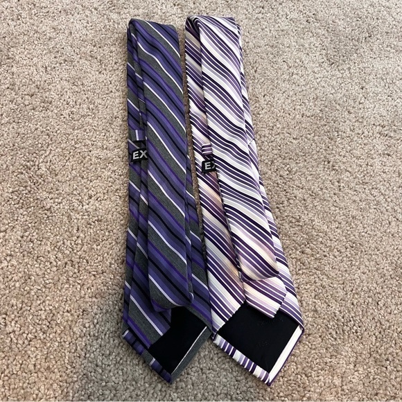 Lot of (2) Men's Express Purple Striped Silk Ties. - Picture 4 of 9